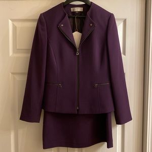 COPY - Tahari purple suit with black chrome accents.  Size 8 jacket.  Size 6 sk…
